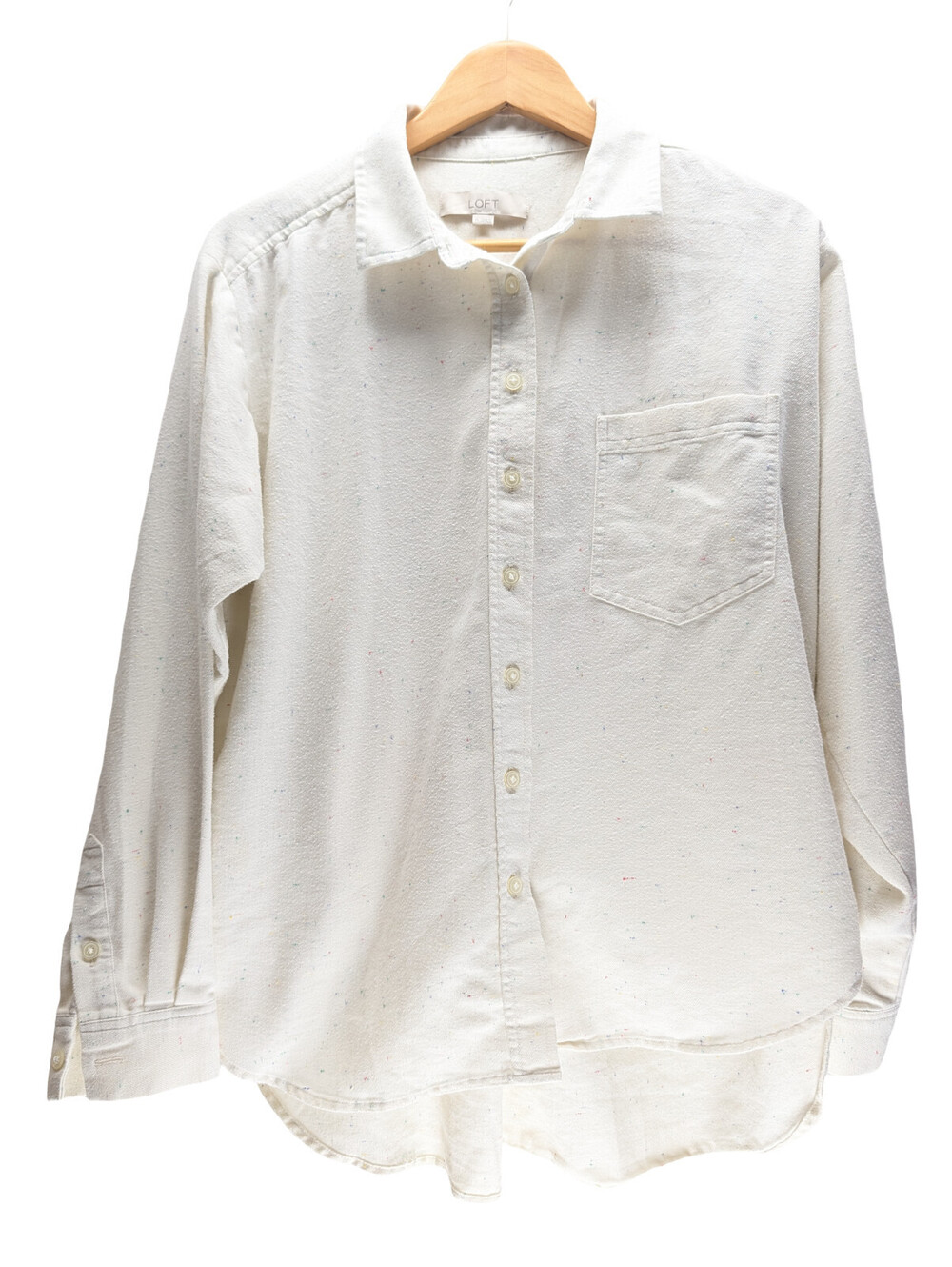 LOFT Button Down Shirt Men's Long Sleeve Speckled Ivory